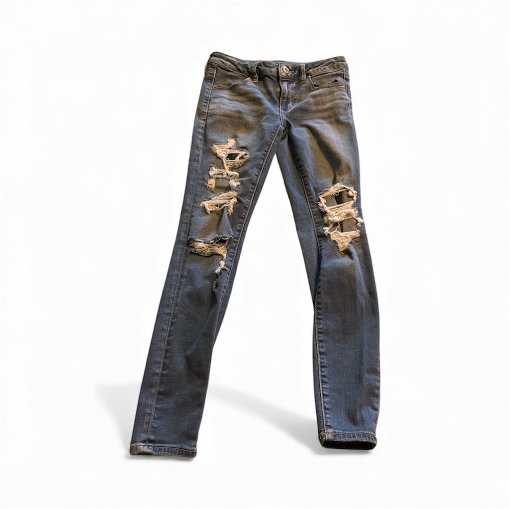 American Eagle Outfitters Ripped Blue Skinny Jeans